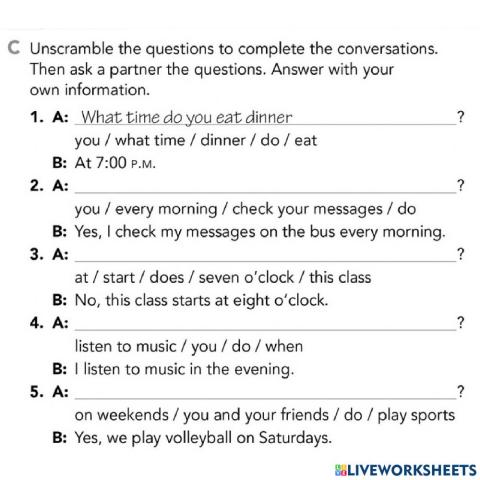 Simple present BULDING QUESTIONS