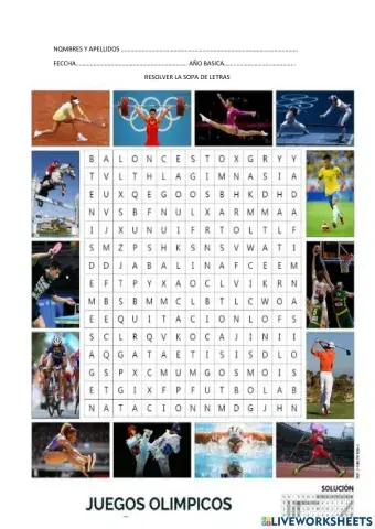 Juegos olímpicos sopa de letras