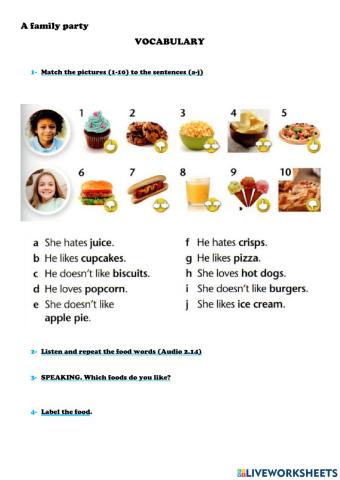 A family party vocabulary