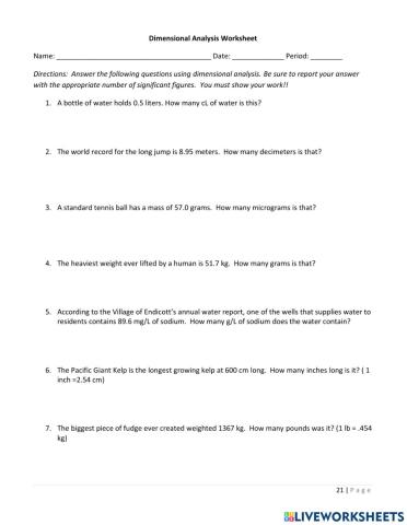 Dimensional Analysis