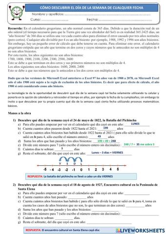 Identificar el día de la semana de cualquier fecha