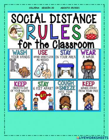 Social distance rules for  the classroom