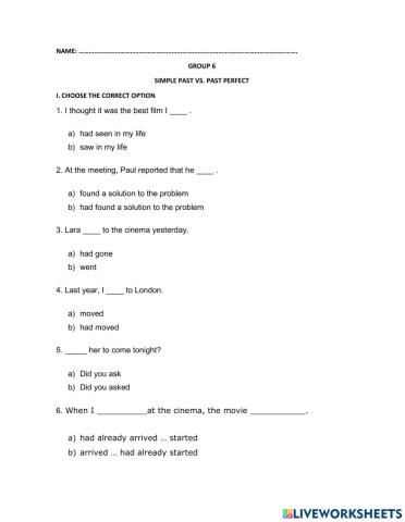Past perfect vs simple past