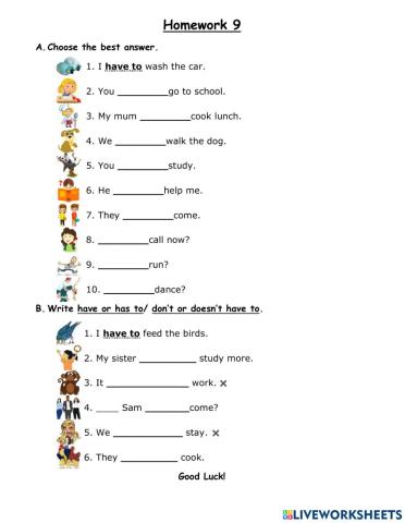 Homework 9 - have and has to