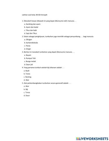 Latihan Soal Kelas 3B