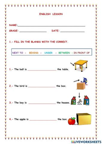 Prepositions of place