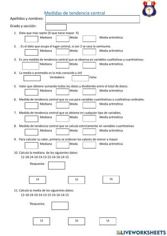 Medidas de tendencia central