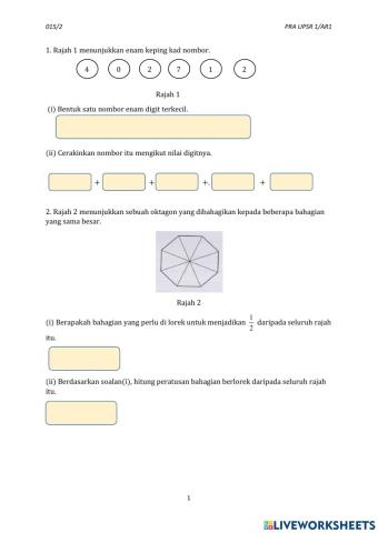 Ujian matematik kertas 2 tahun 6
