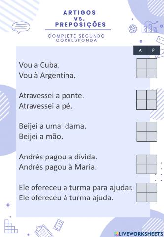 Artigo definido ou preposição?