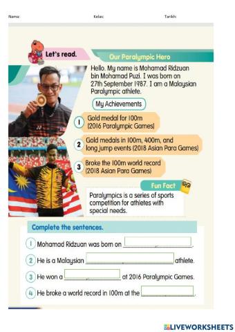 English pendidikankhas tahun 5 unit 7-track and field