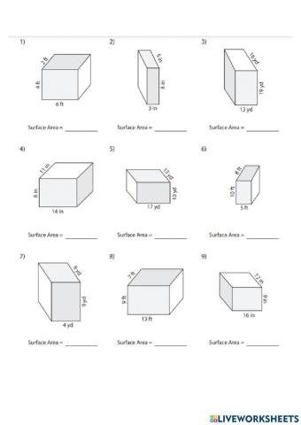 Surface Area of Rectangular Prisms