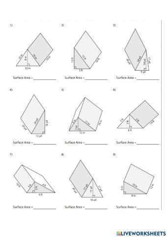 Surface Area of Triangular Prisms