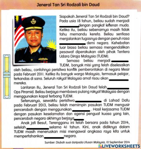 BM Tahun 6 Jeneral Tan Sri Rodzali bin Daud