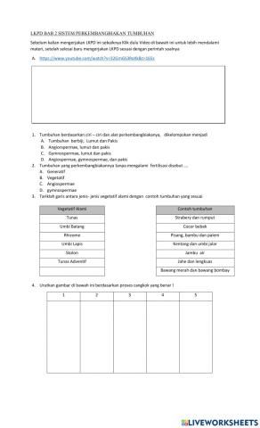 LKPD (Quiz) Sistem Perkembangan Tumbuhan