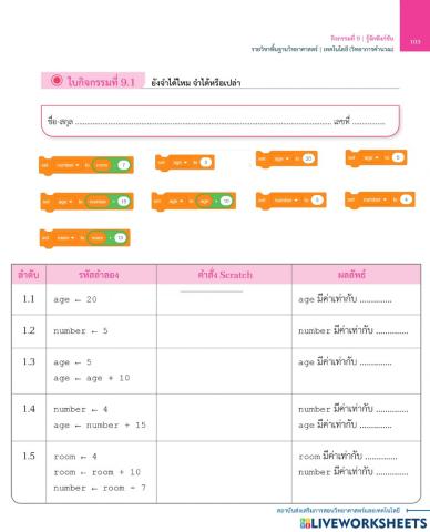 ใบงานวิทยาการคำนวณ ม.2 (ครั้งที่4)