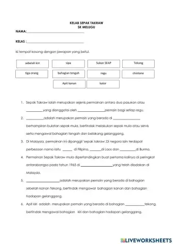 LATIHAN KELAB SEPAK TAKRAW