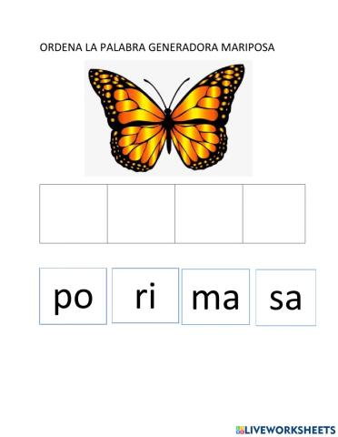 Ordenar la palabra mariposa