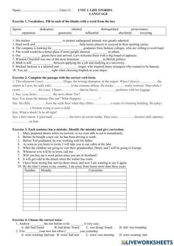 Grade 12 unit 1 life stories-language