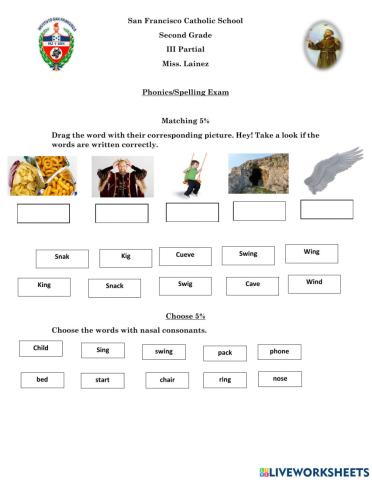 Phonics-Spelling Exam