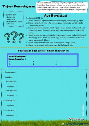 LKPD Bahasa Indonesia Membuat Kalimat Tanya