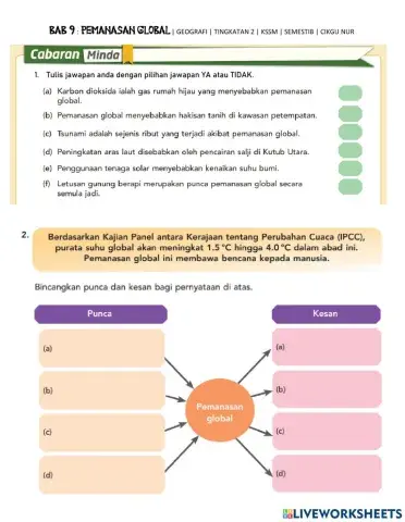 Latihan GEO T2 - BAB 9 - PEMANASAN GLOBAL