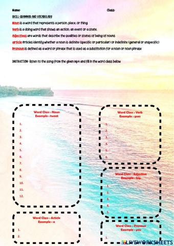 Grammar : word class