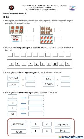 Ulangan Matematika KD 3.2