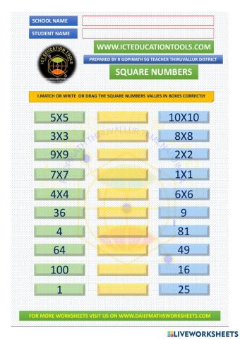 Square numbers maths