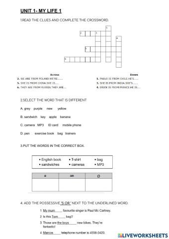 My life- unit test 1