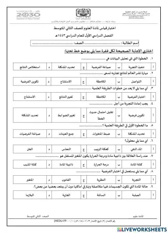 قياس علوم 2م