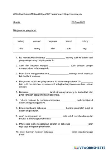 Penjodoh Bilangan Cikgu Hasmawiyah