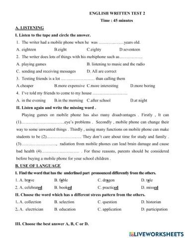 Mid - Term Test 2 - G8