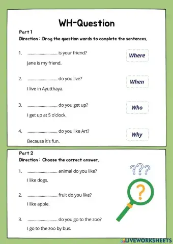 Wh Questions Woeksheet