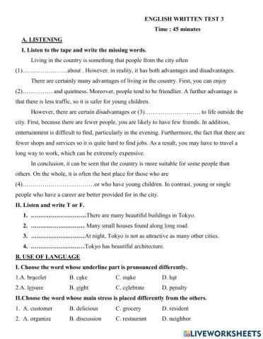 Mid - Term Test 3 - G8