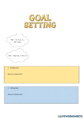 Grade 5 Goal setting worksheet