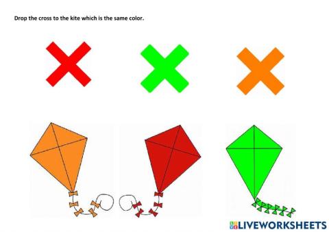 Drag and drop the cross to the kite