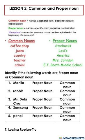 Common and Proper Noun