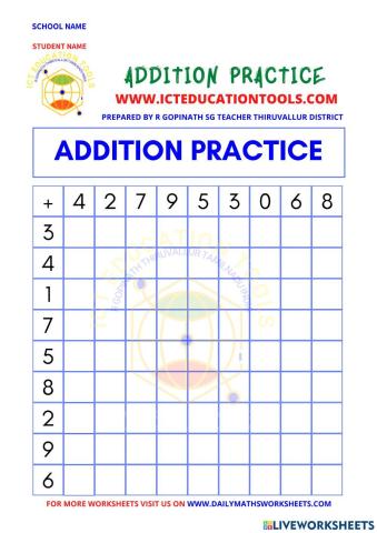 Addition table