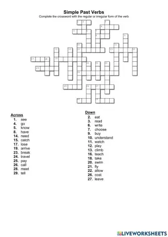 Past simple crossword