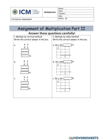 Multiplication part 2