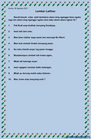 Lembar latihan ngoko lugu-ngoko alus
