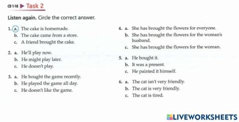 Unit 4: Celebrations - Listening 2 Task 2