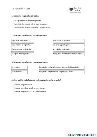 Bambú lector, la cigueña