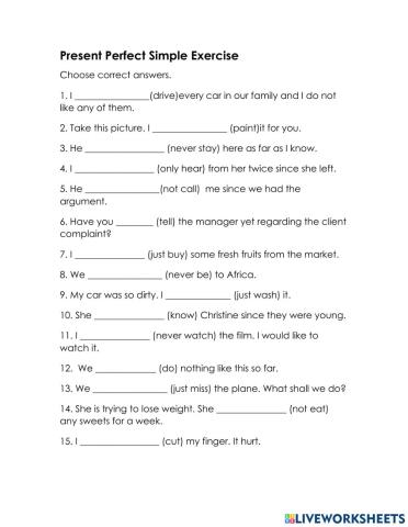 Practice-Present Perfect Simple