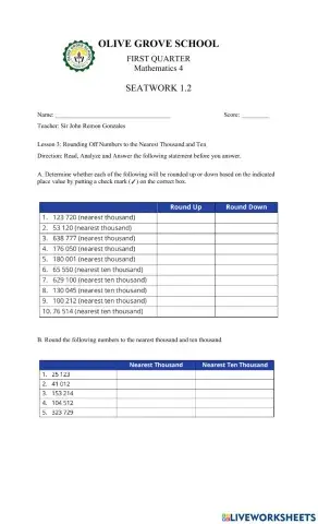 Rounding Off Whole Numbers