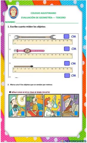Evaluación geometría tercero