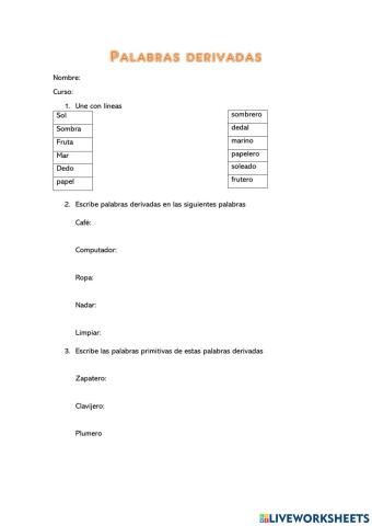 Palabras derivadas