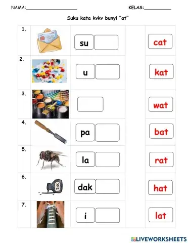 Suku kata kvk bunyi -at-