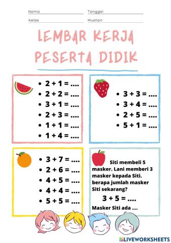 LKPD Kelas 1 Tema 2 Muatan MTK