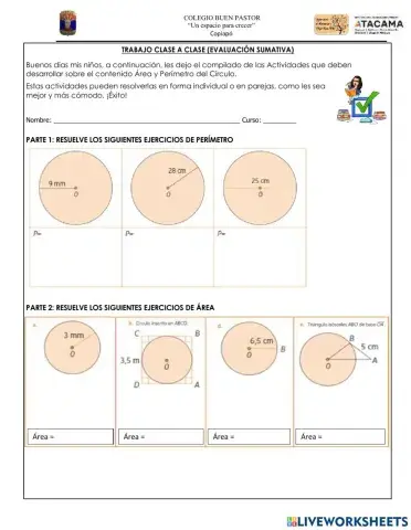 Área y perimetro del circulo